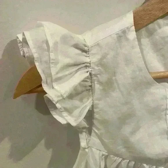 J. Crew Women’s Ruffled Sleeve Top Tunic White Lined Cotton Size XXS - Picture 2 of 6